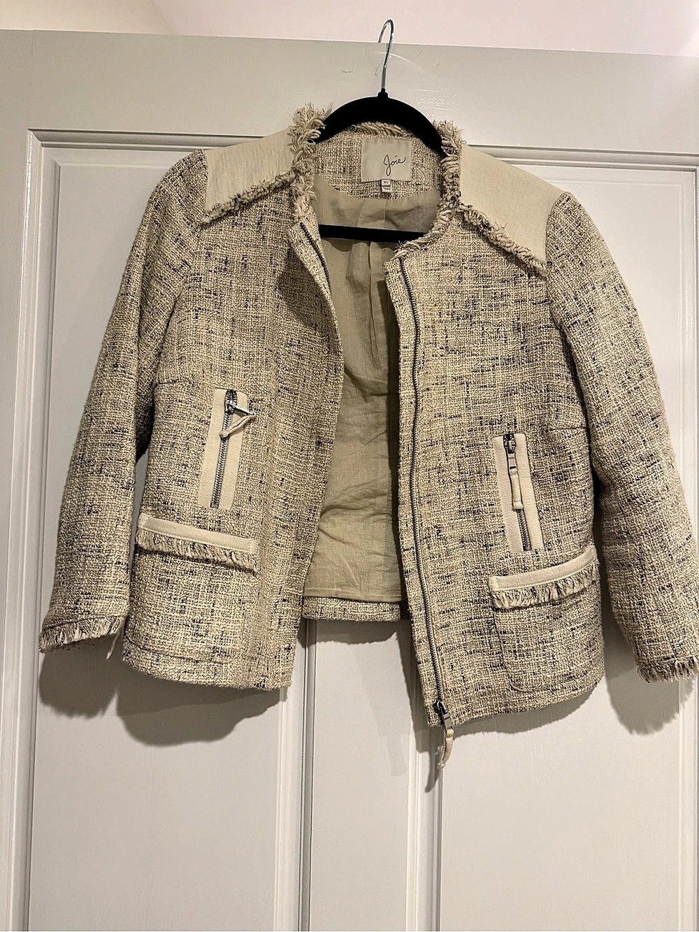 Joie Tweed Jacket in Cream Size XS